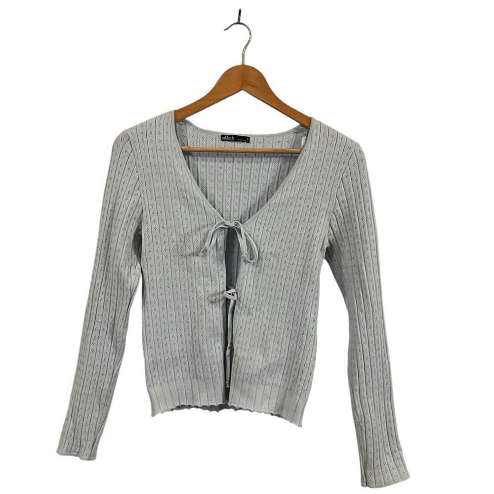 Nikka K Baby Blue Tie Front Y2K Style Cardigan Small